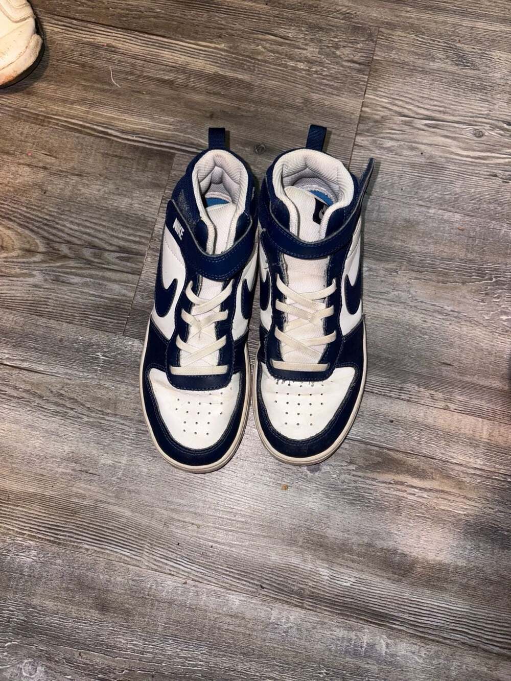 Nike Court Borough Mid 2 White and Navy Blue Youth Sneakers